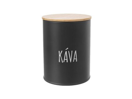 dóza plech. d 9,5x12,5cm, KÁVA, BLACK, plech/bambus
