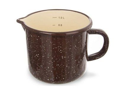 hrnek d12cm s výlevkou, BROWN, 1,2l, měrka, smalt