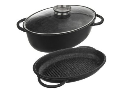 pekáč 43x30x17cm GRANDE Aroma oboustr.+pokl.sklo