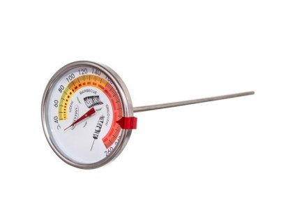 teploměr d7,5x33cm do udírny 40°C-260°C, NR tyčka s klipem
