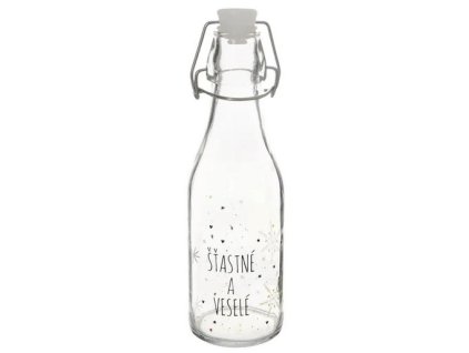láhev 0,52l kul. ŠTASTNÉ a VESELÉ, VLOČKA, patent.uz., sklo