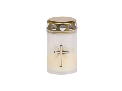 svíčka hřbit. 80g  transpar., křížek, víčko, 25hod.