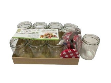 sklen.zavař. 440ml-10ks-LUNCH+10ks víček TO82 KÁRO červené