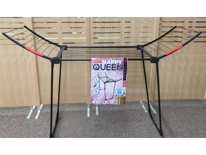 sušák 18m HAPPY QUEEN, černý, rozklád., 7prutů, nosn.15kg