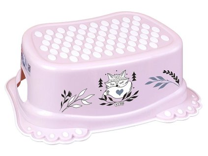 taburetka 1stup. 40x29,v.14cm, LIŠKA růžová, plast