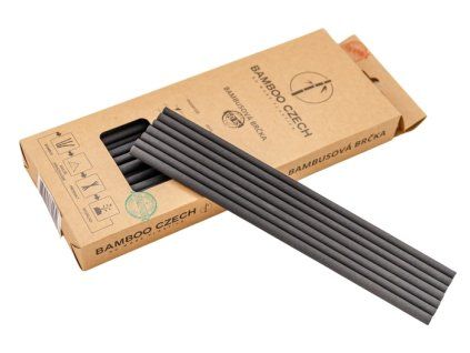 brčko d 6mm, 21cm,  60ks, CHARCOAL BLACK, ECO 100%rec.