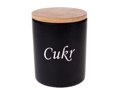 dóza 0,64l, d10x13cm, CUKR, BLACK, keramika/bambus