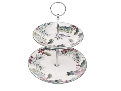 etažér 2patra, d15 /d19 ,v. cm, VÁNOČNÍ, PORCELÁN