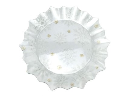talíř d29,5cm VÁNOČNÍ VLOČKY, sklo