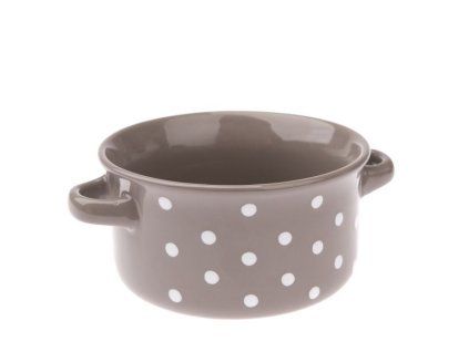 miska 560ml TM.ŠEDÁ, BÍLÝ PUNTÍK, d13,5 6,8cm, keramika