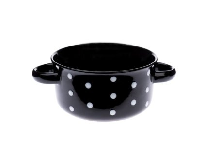 miska 560ml ČERNÁ, BÍLÝ PUNTÍK, d13,5 6,8cm, keramika