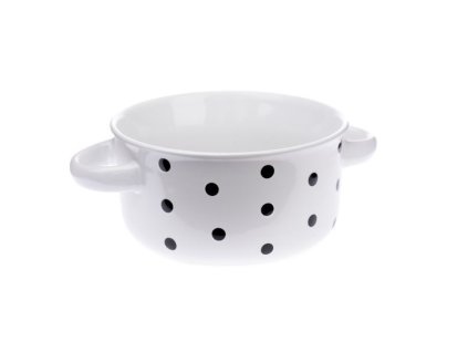 miska 560ml BÍLÁ, ČERNÝ PUNTÍK, d13,5 6,8cm, keramika