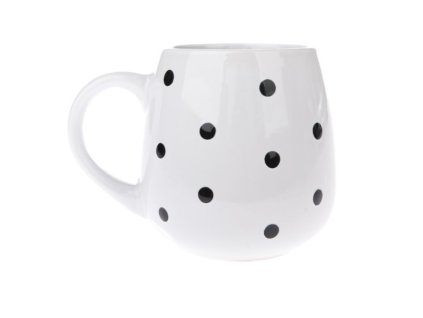 hrnek 520ml BÍLÝ, ČERNÝ PUNTÍK, D10x10cm, keramika