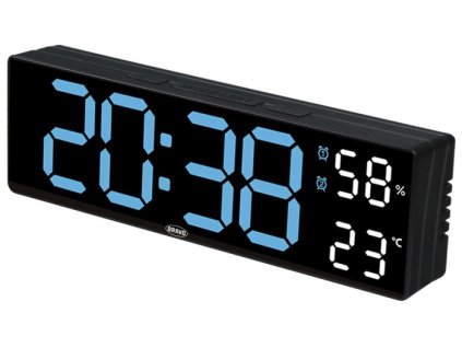 hodiny dig., budík, teploměr B-5027, LED 23x7x3,5cm, měn.barva