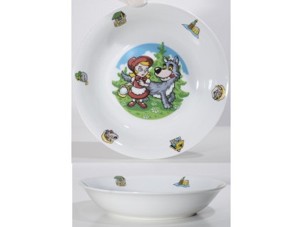 talíř d19cm hluboký. KARKULKA dětský, porcelán
