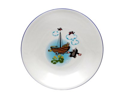 talíř d20cm hluboký, KRTEK a loďka, dětský,český porc.