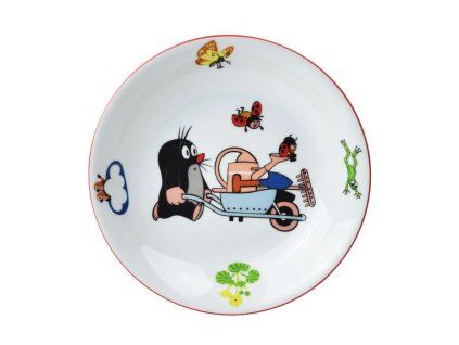 talíř d20cm hluboký, KRTEK a kolečko, dětský,český porc.