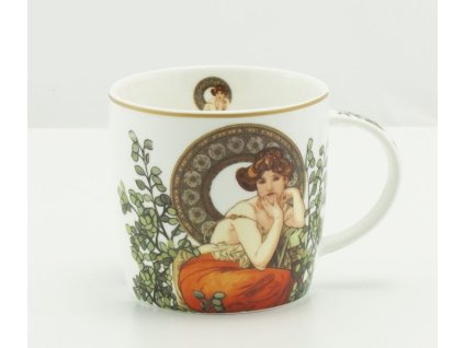 hrnek 300ml, A.MUCHA, d8x8cm, DB, porcelán