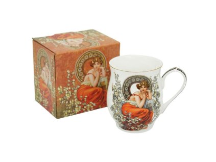 hrnek 300ml-1ks, A.MUCHA, světlý, DB, baněný porcelán