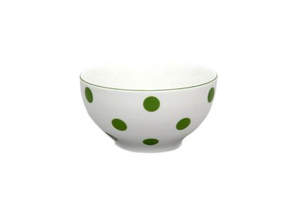 miska d14,5cm polév.zelený puntík-1.jak.THUN, čs. porcel.
