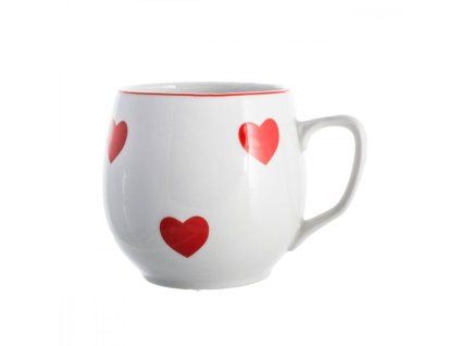 hrnek 300ml BAŇÁK-ČERV.SRDÍČKA, čes.porcelán