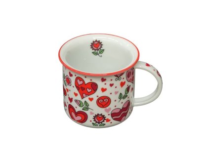 hrnek 250ml TINA - SRDÍČKA ČERVENÁ, čes.porcelán