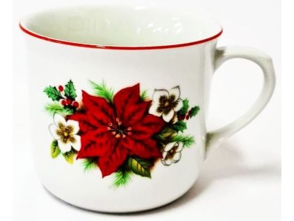 hrnek 650ml VAŘÁK-POINSETTIA,vánoční růže, čes.porc.