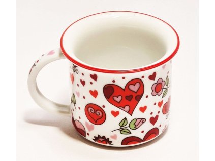 hrnek 100ml TINA - VES.SRDÍČKA červ., čes.porcelán