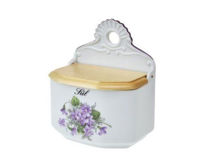 slánka, cukřenka 0,70l závěsná FIALKY s víčkem, čes.porcelán