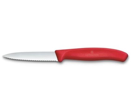 nůž  8cm kuch., VLNKA ČERVENÝ, VICTORINOX, ostrá špička