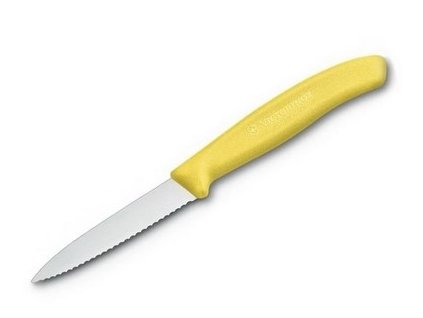 nůž  8cm kuch., VLNKA ŽLUTÝ, VICTORINOX, ostrá špička