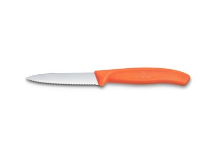 nůž  8cm kuch., VLNKA ORANŽ., VICTORINOX, ostrá špička