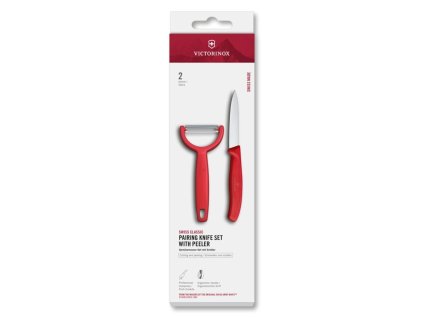 sada nůž + Y škrabka PARING KN.+P, SWISS CL. VICTORINOX, červ.