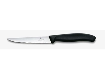 nůž 11cm, STEAK a PIZZA, vlnkovaný, černý, VICTORINOX