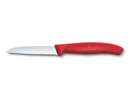 nůž  8cm vlnk. na loupání SWISS Classic, červený, NR/plast