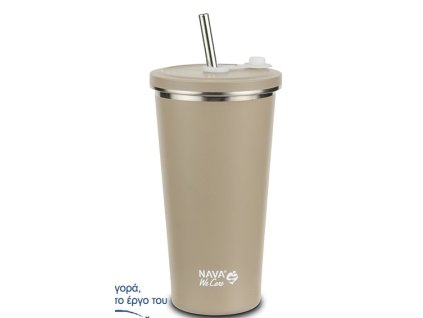 termokelímek 0,52l ŠEDÝ, "WE CARE", brčko, NR/plast