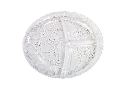podnos d28cm KRYSTAL, dělený, brus, transp.plast