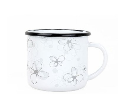 hrnek d 8cm bílý, KVĚTY, PREMIUM, 0,35l smalt