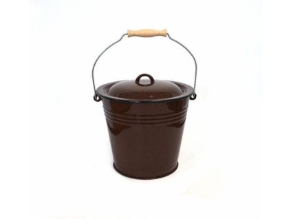 vědro d28cm 10l smalt s poklicí, hnědé bez dekoru