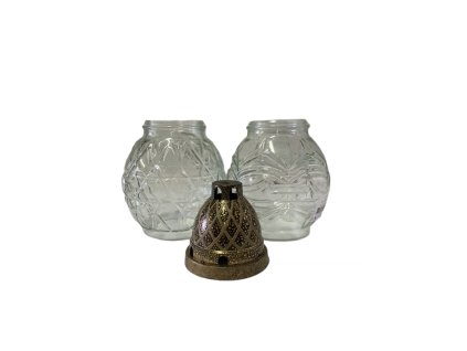 sklo hřbitovní TULPNA Z535+víčko plast, 2typy baň. d13x(14+7)cm