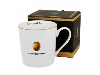 hrnek 380ml COFFEE TIME, bílý porcelán, DB
