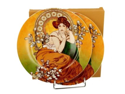 talíř d19cm-2ks-dezertní A.MUCHA, TOPAZ, DB, porcelán