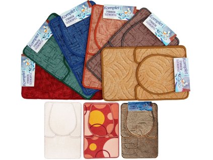 soupr. 3dílná (předložka koup.+WC, WC pokr.) koberc.textil, MIX