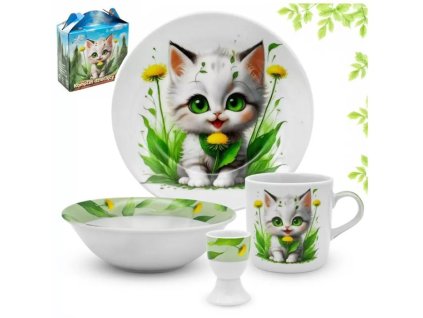 soupr. 4díl. KOT-KOČKA,děts.jídel., porcelán, DB