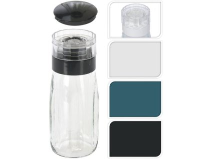 mlýnek na hrubou sůl, slánka 300ml, 3barvy, sklo/plast