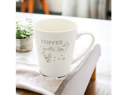 hrnek 330ml COFFE Pretty L. bílý,  keramika