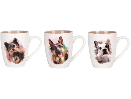 hrnek 360ml DOG ART, 3 dekory, new bone