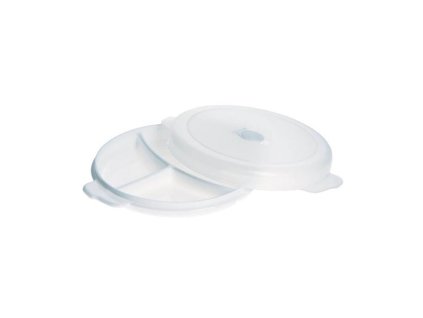talíř d23,5cm dělený s víkem, v.5,1cm, vh. do MV trouby, plast