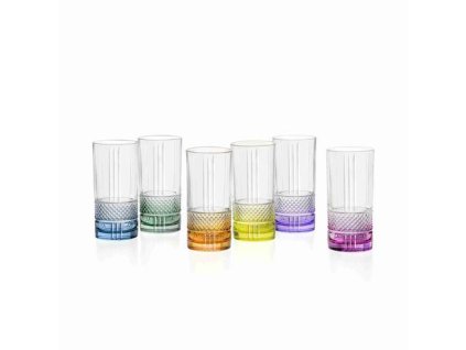 sklen. 370ml, 6ks, RCR BRILLANTE, barev.dno, long drink, DB