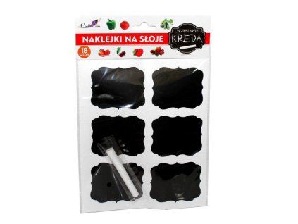 etikety ČERNÉ 18ks + křída, samolepky